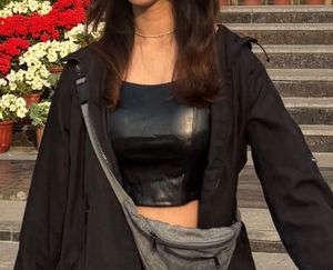 Black Faux Leather Cami