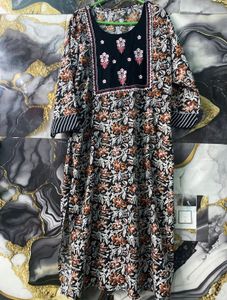 Floral Black Kurta