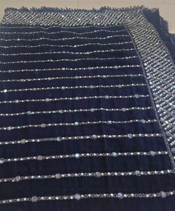 Elegant mirror work black saree