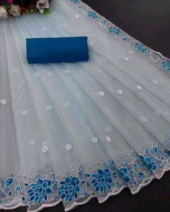 Elegant Blue Floral Saree