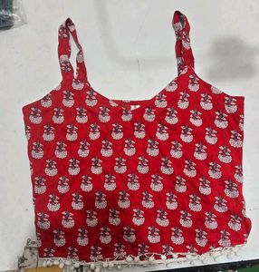 Red Printed Tank Top