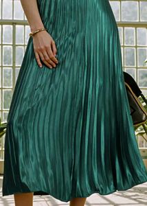 Elegant Green luxury Pleated Skirt