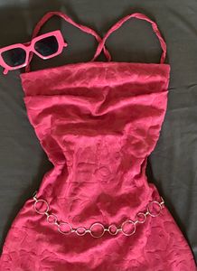 SOLD Urbanic Pink Lace Up Textured Mini Dres