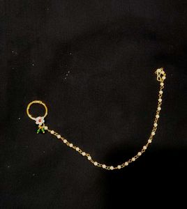 Gold Nath with Pearl Chain