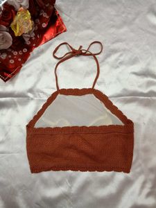 Crocheted /Knitted Peach Halter Top
