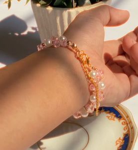 Handmade Pink Beaded Pearl Bracelet