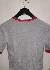 Gray Ringer Tee - Red Trim