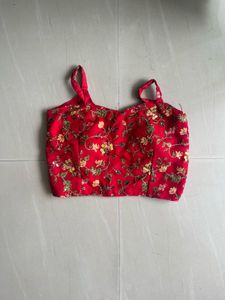 Desi Lehenga Red Embroidered Blouse Cute