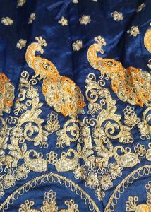 Blue &amp; Gold Embroidered Lehenga