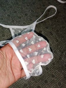 mens mesh White transparent Lace Thong