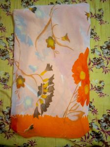 Orange Floral Georgette Saree