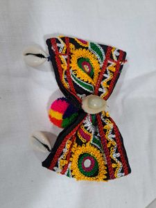 Traditional Embroidered Hair Clip with Shells