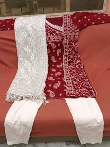 GentlyURed LucknowEmbroideryKurtaSet -Plazzo+Dupat