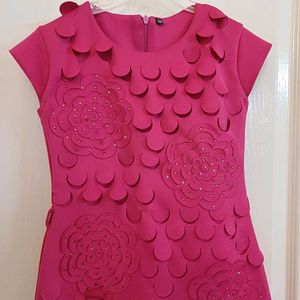 Pink Cut work Flower Dress - western formal style