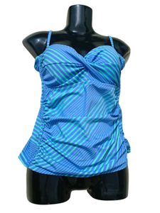 2 Striped Tankini Swimsuit Tops Camisole M&amp;L