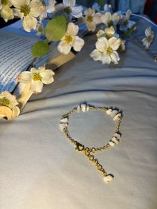Gold &amp; White Stone Bracelet