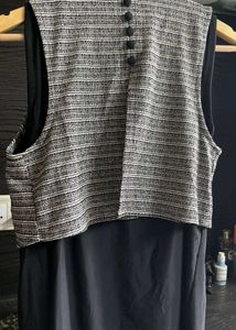 Striped Vest &amp; Black Top Set