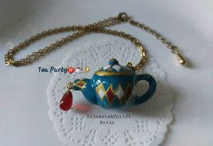 Handmade Blue Teapot &amp; cup set Earring/Necklace