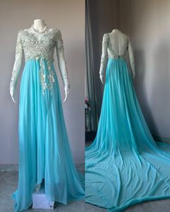 Heavy beaded blue flowy gown
