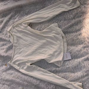 Aesthetic lace detail white fitted top