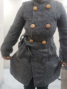 Korean A Shape Double Breasted Coat With Belt