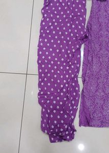 Purple Cotton Suit Set For Women