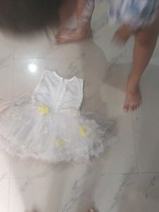 White &amp; Yellow Flower Girl Dress