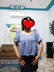 Stylish Blue Puff Sleeve Top