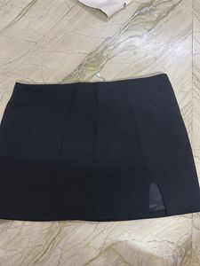 Black Mini Skirt with Slit