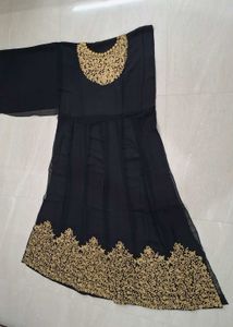 New Semi~Stitched Black Georgette Anarkali Suit