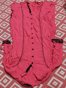 Pink Button-Down Top