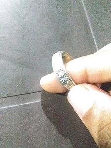Golden Silver And Blue Designed Ring