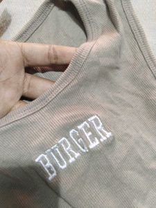 Olive Tank Top - Burger Graphic