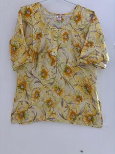 Chikankari Kurti &amp; Cotton Floral Printed Short Kur