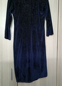 Dark Blue Bodycon Velvet Dress With With Glitter