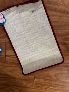 Burgundy Striped Floor Mat