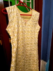Yellow Chickenkari Beautiful Kurta