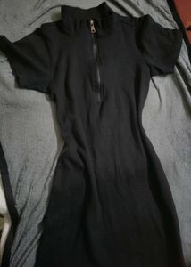 Black Zip-Up Mini Dress