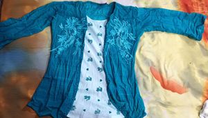 Teal Floral Cardigan Top