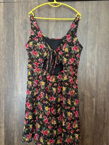 Styled Back Multicolour Sleeveless Frock