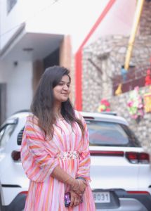 Elegant Striped Ethnic Gown