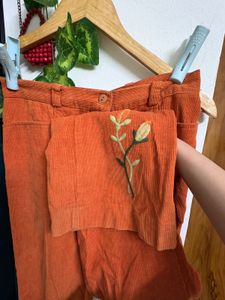 Vintage Orange Corduroy Flared Pants