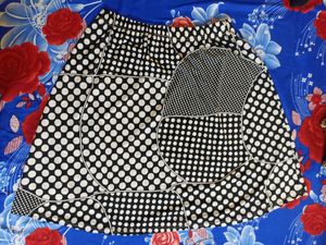 Black And White Flowy Skirt With Polka Dots