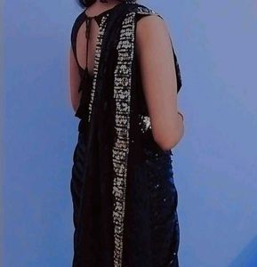 Black Sequin Saree