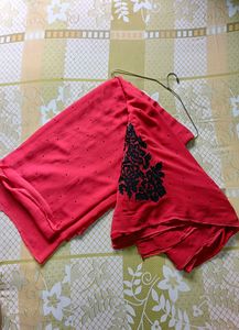 Red Embellished Saree