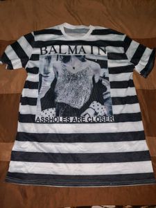 Balmain Striped Mesh Tee