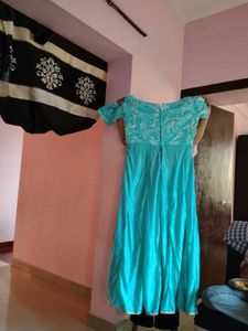 Aqua Blue Embroidered Anarkali Dress