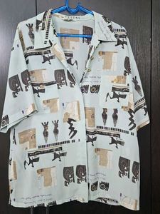 Abstract Print Button-Down Shirt