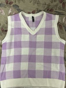 Lilac Checkered Sweater Vest