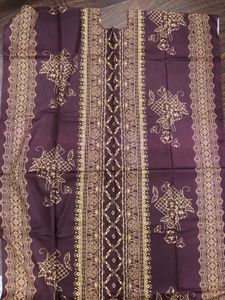 elegant purple brown printed unstitched suit